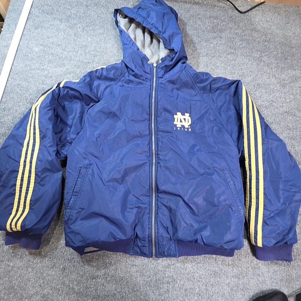 Notre Dame Fighting Irish Jacket Mens XL Blue NCAA Football Adidas Reversible
